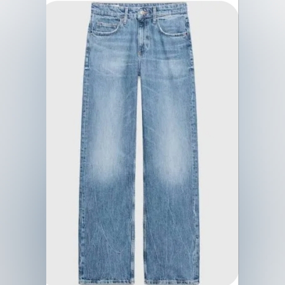 Zara High Waist Wide Leg Jeans Blue Size 4 - Picture 2 of 15